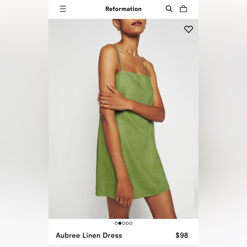 Reformation Aubree linen dress XS avocado NWT
